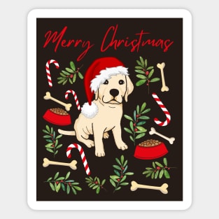 Merry Christmas Labrador puppy cute dog Seasons Greetings Tis The Season To Be Jolly Magnet